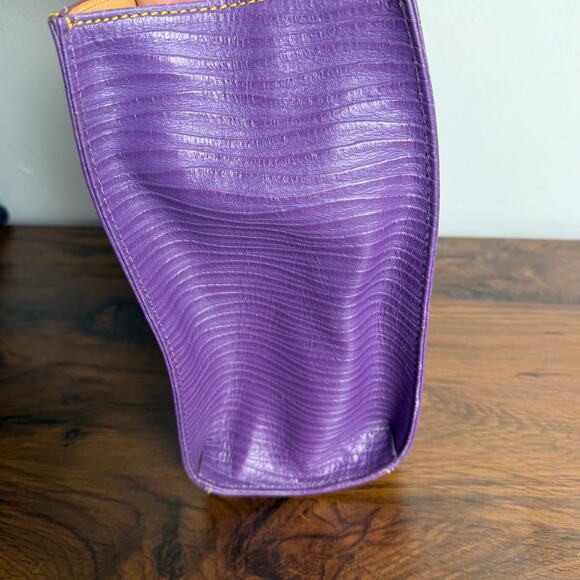 Dooney & Bourke Florentine Vacchetta Purple Leather Top Handle Satchel Tote - Picture 3 of 14